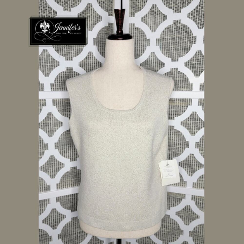 Liz Claiborne Liz Sport Women's NWT Gold Threaded Sleeveless Sweater Size L